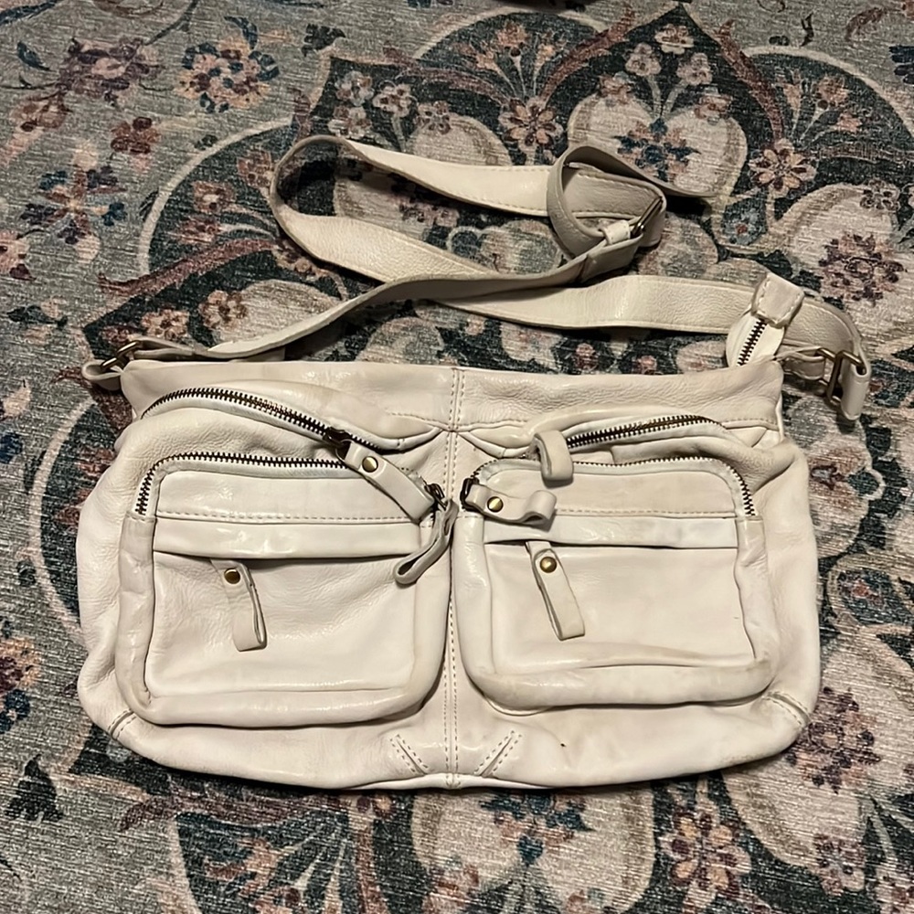Tano White Leather Crossbody Purse